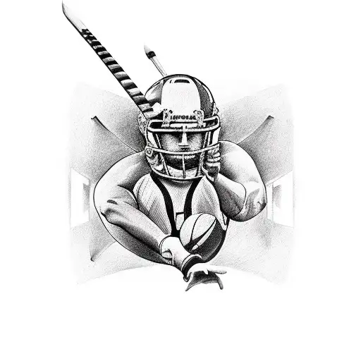 Incorporate elements of sports equipment and Nottingham landmarks into a cohesive tattoo tattoo design idea