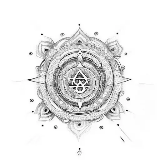 ring on arms with hindu Symbol "om" tattoo design idea