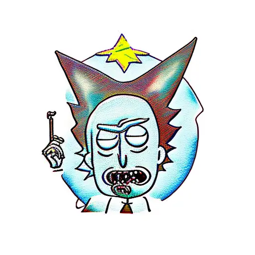 rick and morty rock and roll tattoo design idea