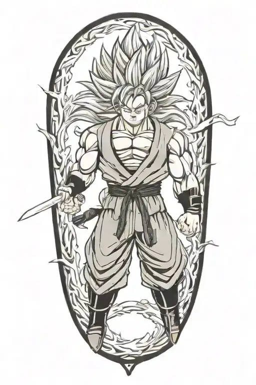 warrior, waves, goku tattoo design idea