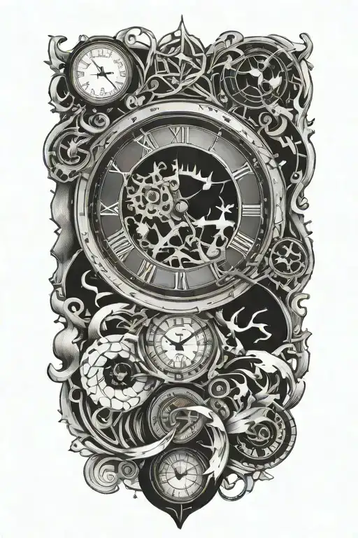 alpha and time and lighting tattoo design idea