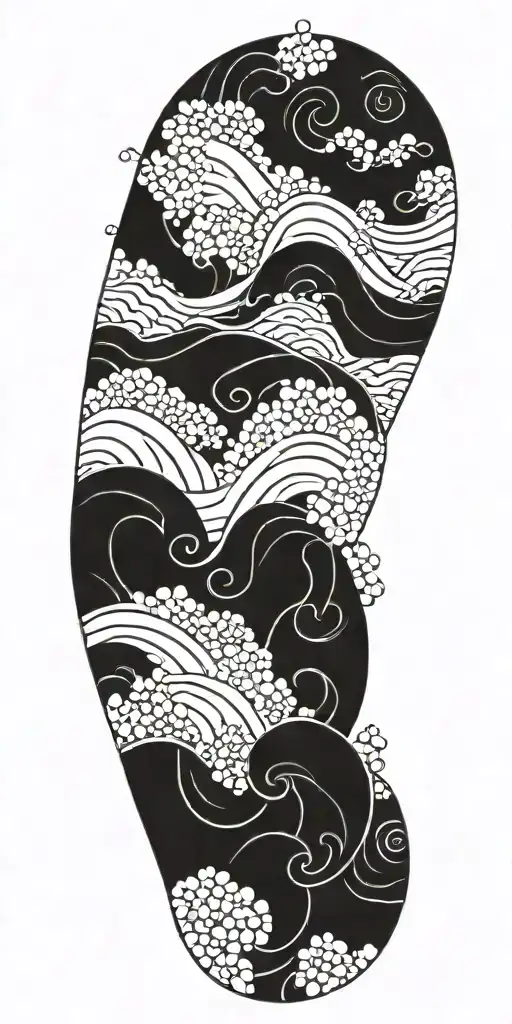japanese Yakuza Style Pattern In Style Of Hokusai Tattoo, Splashes, Dots, Chaotic Lines tattoo design idea