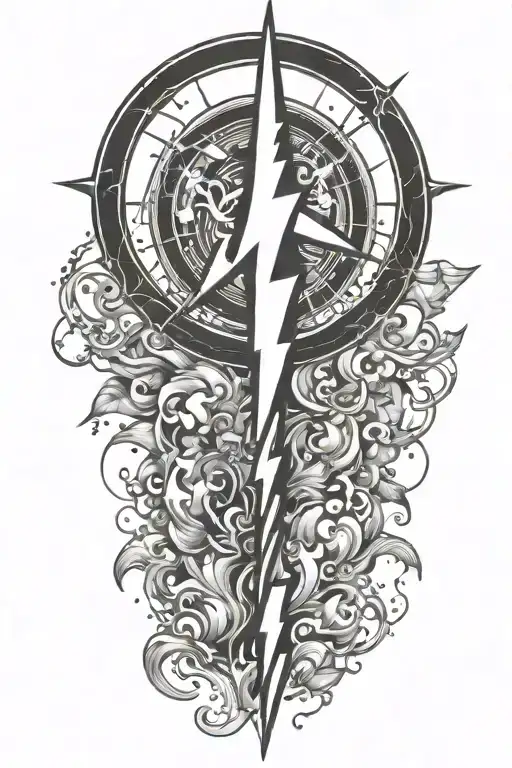 alchemy, peace, lightning bolt, magic tattoo design idea