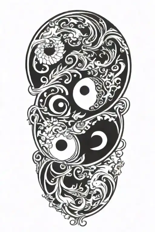 ying yang, peace, infinity, flame tattoo design idea