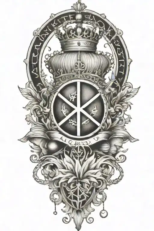alchemy, peace, book, crown tattoo design idea