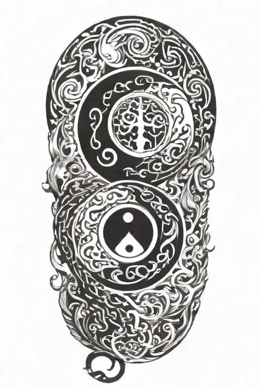 ying yang, peace, infinity, fire tattoo design idea