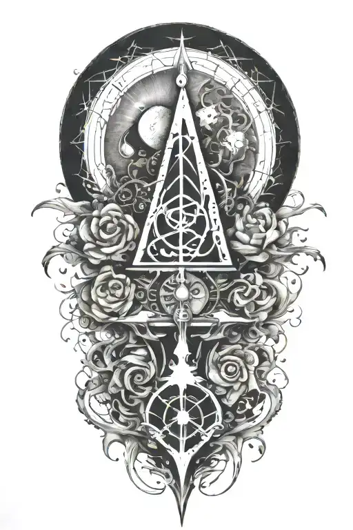 alchemy, peace, thunder, magic tattoo design idea