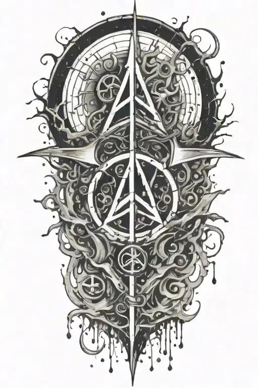 alchemy, peace, thunder, chaos, splash tattoo design idea