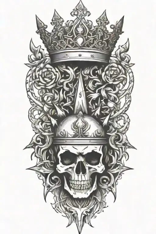 alchemy, lightning, crown tattoo design idea