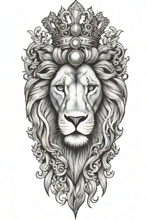 alchemy lion heart crown tattoo design idea