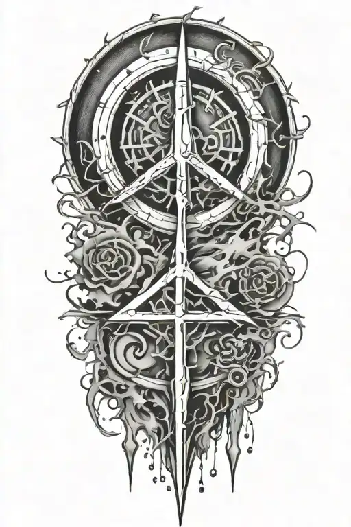 alchemy, peace, thunder, chaos, splash tattoo design idea