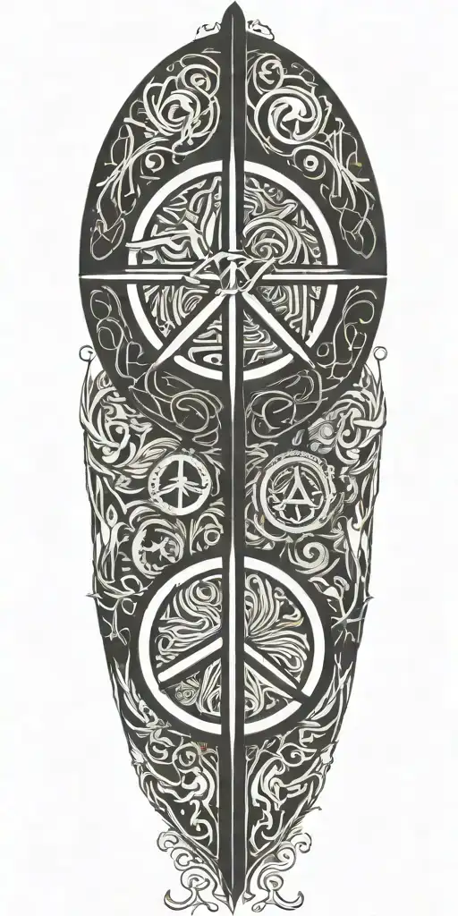 peace and life and lines tattoo design idea