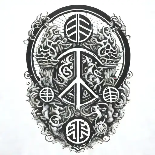 peace and life and death and japan tattoo design idea