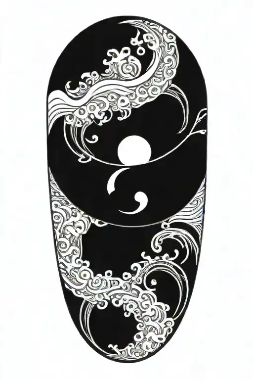 ying yang, infinity, flmaes, waves tattoo design idea