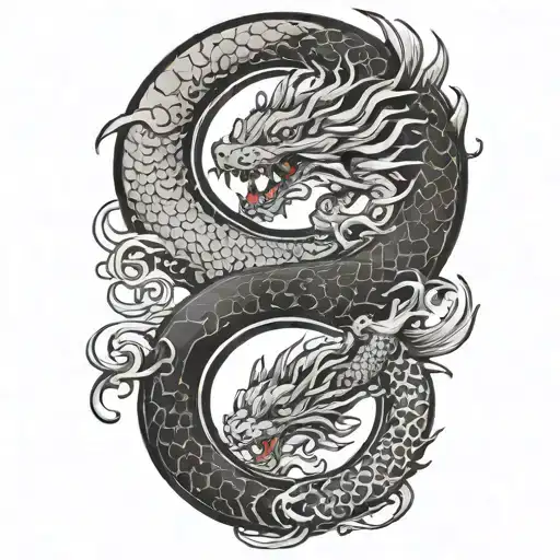 Japanese yin yang dragon tattoo design idea