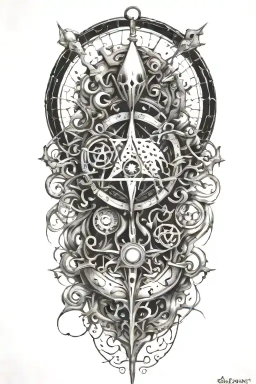 alchemy, chaos, splash tattoo design idea