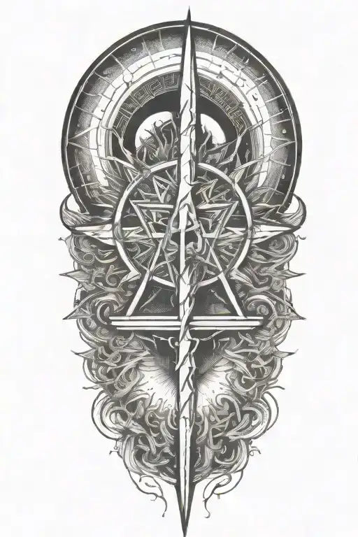 alchemy, sun stars, crown tattoo design idea