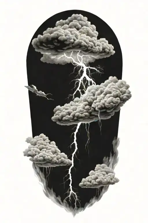trident, cloud, thunder tattoo design idea
