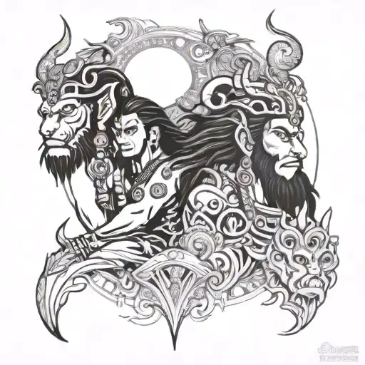 indian shiva hanuman mythology inspired tattoo tattoo design idea
