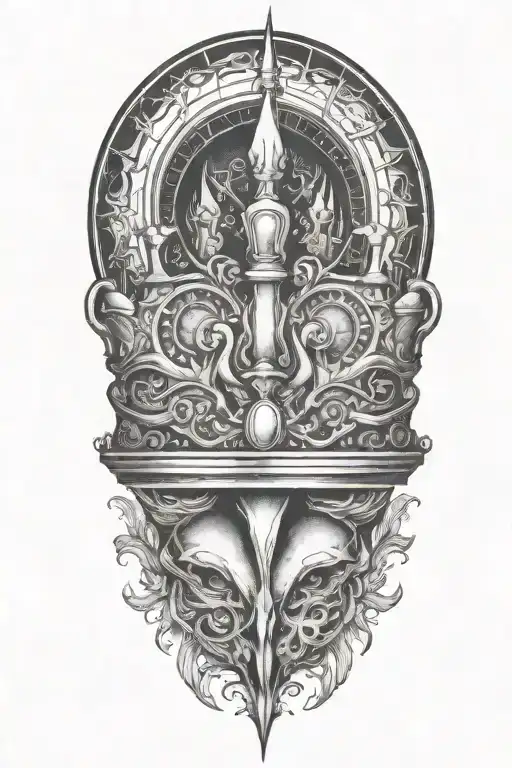 alchemy, magic, crown tattoo design idea