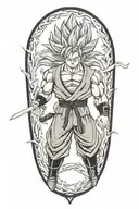 warrior, waves, goku tattoo design idea