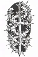 alchemy, swords, lightning bolt tattoo design idea