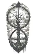 peace and lightining storm and time and nature tattoo design idea