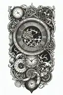 alpha and time and lighting tattoo design idea