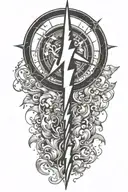 alchemy, peace, lightning bolt, magic tattoo design idea