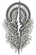 alchemy, peace, lightning bolt, magic tattoo design idea
