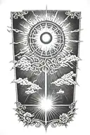 sun rays and lighting storm tattoo design idea