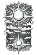 sun rays and lighting storm tattoo design idea