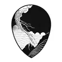 lightning bolt and waves and clouds tattoo design idea