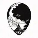 lightning bolt and waves and clouds tattoo design idea