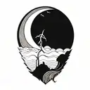 lightning bolt and waves and clouds tattoo design idea