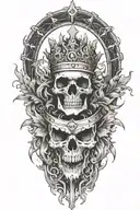 alchemy, peace, thunder, crown surrounded by bold tattoo design idea