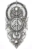 alchemy, peace, magic tattoo design idea