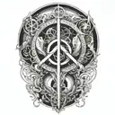 alchemy, peace, thunder, magic tattoo design idea