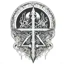 alchemy, peace, thunder, magic tattoo design idea