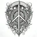 alchemy, peace, thunder, magic tattoo design idea