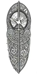 peace and life and lines tattoo design idea