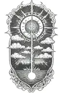 sun rays and lighting storm and peace tattoo design idea