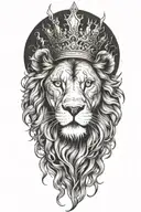 alchemy, storm, lion, crown tattoo design idea