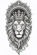 alchemy, storm, lion, crown tattoo design idea