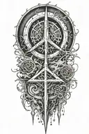 alchemy, peace, thunder, chaos, splash tattoo design idea