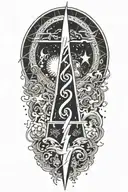 alchemy, peace, lightning bolt, magic tattoo design idea