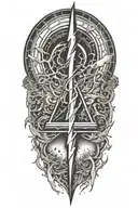 alchemy, peace, lightning bolt, magic tattoo design idea