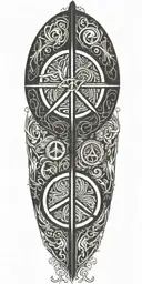 peace and life and lines tattoo design idea