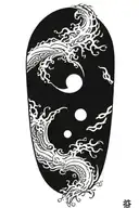 ying yang, infinity, flmaes, waves tattoo design idea