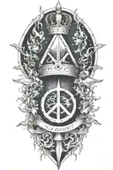 alchemy, peace, lightning, crown tattoo design idea